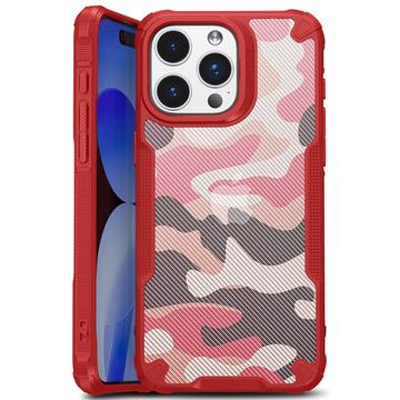 Custodia Ibrida Anti-Shock per iPhone 15 - Camouflage - Rossa