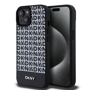 Custodia per iPhone 15 DKNY con motivo a righe in basso - Compatibile con MagSafe - Nero