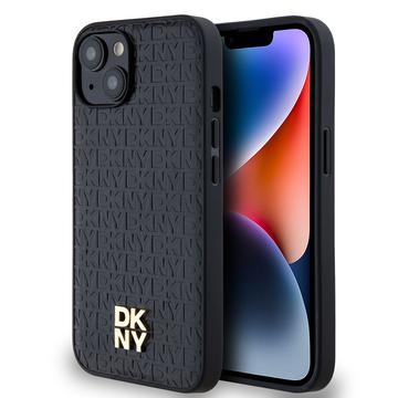 Custodia iPhone 15 DKNY Repeat Pattern Stack Logo - Compatibile con MagSafe - Nero