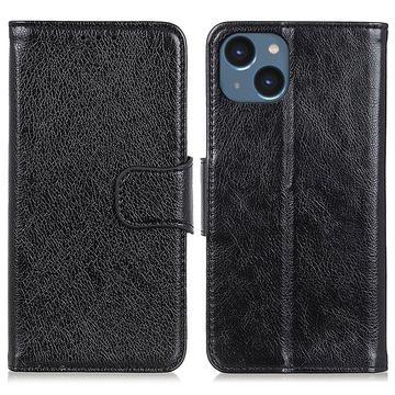 Custodia a portafoglio per iPhone 15 serie elegante - nera