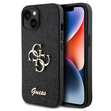 Custodia Guess Fixed Glitter 4G Metal Logo per iPhone 15