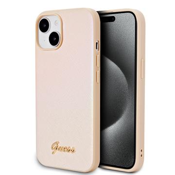 Custodia ibrida iPhone 15 Guess Iridescent Metal Script