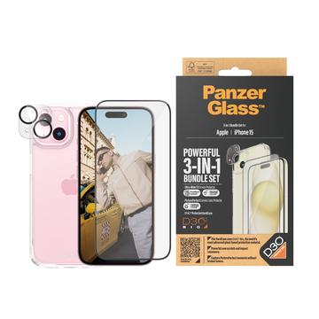 Set di Protezione PanzerGlass 3-in-1 per iPhone 15 - Trasparente