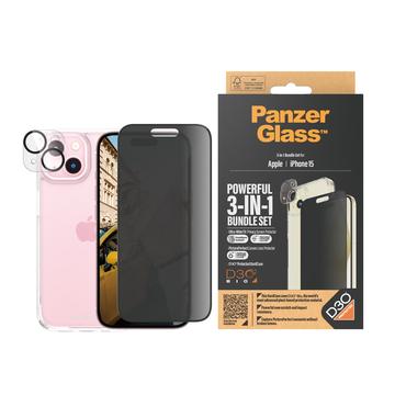 iPhone 15 PanzerGlass Privacy confezione 3 in 1