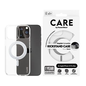 Custodia per iPhone 15 Plus PanzerGlass Care Kickstand - Compatibile con MagSafe - Argenta