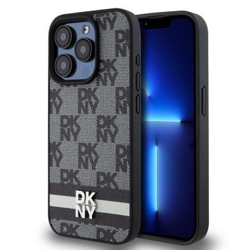 Custodia per iPhone 15 Pro DKNY Motivo a scacchi e strisce