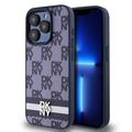 Custodia per iPhone 15 Pro DKNY Motivo a scacchi e strisce - Blu