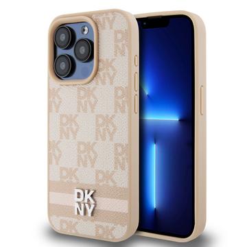 Custodia per iPhone 15 Pro DKNY Motivo a scacchi e strisce - Rosa