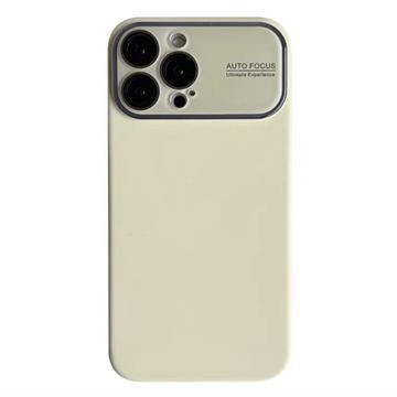 Custodia in Silicone Liquido con Protezione in Vetro Lente per iPhone 15 Pro - Giallo Crema