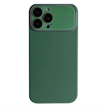 Custodia in Silicone Liquido con Protezione in Vetro Della Lente per iPhone 15 Pro - Verde