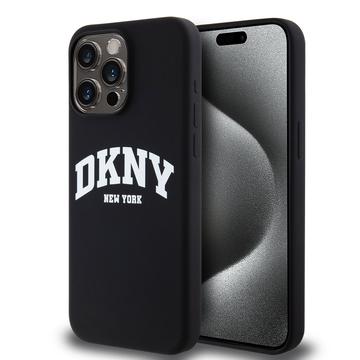 Custodia per iPhone 15 Pro Max DKNY Liquid Silicone Arch Logo - Compatibile con MagSafe - Nero