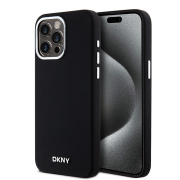 Custodia iPhone 15 Pro Max DKNY Liquid Silicone Metal Logo - Compatibile con Magsafe - Nero