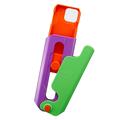 Custodia antistress per iPhone 15 Pro Max con coltello a carota gigante - Verde / Viola