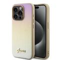 Custodia ibrida iPhone 15 Pro Max Guess Iridescent Metal Script - Oro