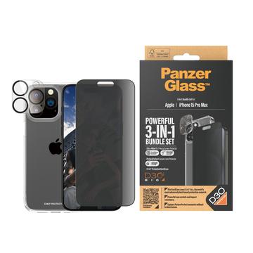 iPhone 15 Pro Max PanzerGlass Privacy confezione 3 in 1