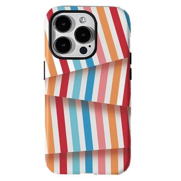 Custodia ibrida 2 in 1 staccabile a strisce per iPhone 15 Pro Max - Arcobaleno