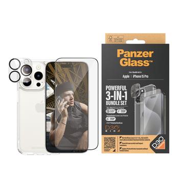 Set di Protezione PanzerGlass 3-in-1 per iPhone 15 Pro - Trasparente