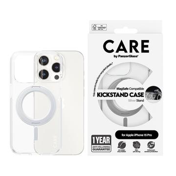 Custodia per iPhone 15 Pro PanzerGlass Care Kickstand - Compatibile con MagSafe - Argenta