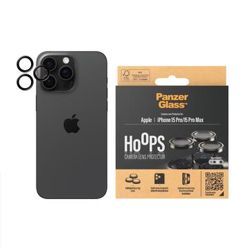 Protezione della lente della fotocamera PanzerGlass Hoops per iPhone 15 Pro - Nera