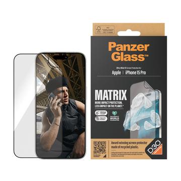 Proteggi schermo iPhone 15 Pro PanzerGlass Matrix D3O UWF con AlignerKit - Bordo nero