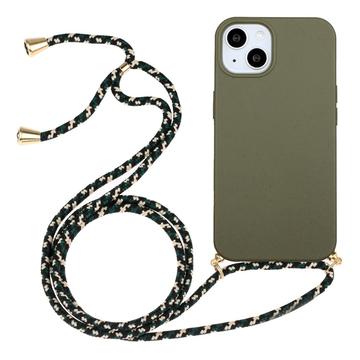 Custodia in TPU per iPhone 15 con cordino - Verde Militare