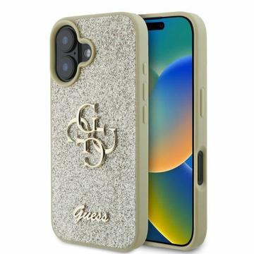 Custodia Guess Fixed Glitter 4G Metal Logo per iPhone 16