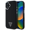 Custodia per iPhone 16 Guess Grained Triangle Logo - Compatibile con MagSafe - Nera