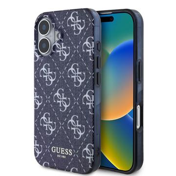 Custodia iPhone 16 Guess IML Denim-Effekt - Compatibile con MagSafe - Blu scuro