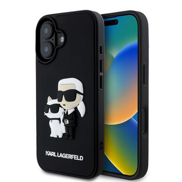 Custodia Karl Lagerfeld 3D Rubber Karl & Choupette NFT per iPhone 16 - Nera