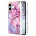 Custodia in TPU IMD Electroplated Marble Pattern per iPhone 16 - Blu / Rosa