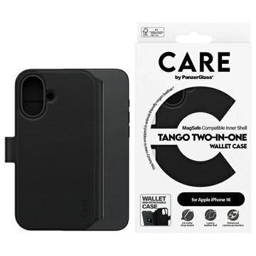 Custodia a portafoglio 2 in 1 per iPhone 16 PanzerGlass Care Tango - Compatibile con MagSafe - Nera