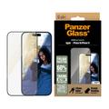 Proteggi schermo in vetro temperato per iPhone 16/15 PanzerGlass EyeCare Ultra-Wide Fit EasyAligner - Bordo nero