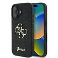 Custodia Guess Fixed Glitter 4G Metal Logo per iPhone 16 Plus - Nera