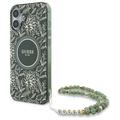 Custodia con cinturino perlato iPhone 16 Plus Guess IML Flowers Allover Electro - Compatibile con MagSafe