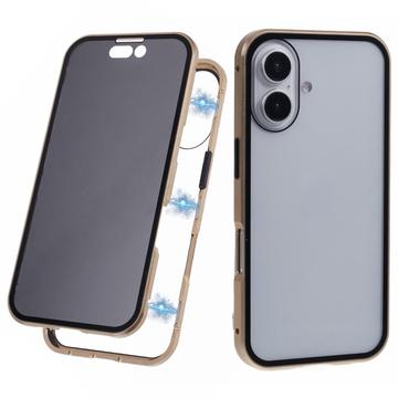 Custodia Magnetica con Vetro Temperato per iPhone 16 Plus - Privacy - Color Oro