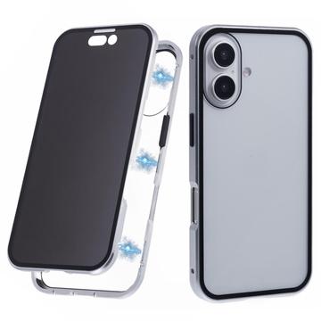 Custodia Magnetica con Vetro Temperato per iPhone 16 Plus - Privacy - Color Argento