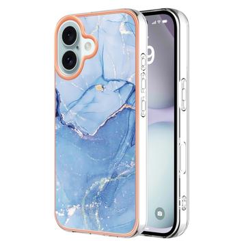 Custodia in TPU per iPhone 16 Plus con rivestimento elettrolitico in marmo