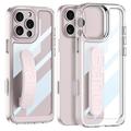 Custodia chiaro con cinturino in silicone per iPhone 16 Pro - Rosa