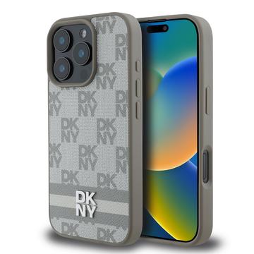 Custodia per iPhone 16 Pro DKNY Motivo a scacchi e strisce