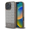 Custodia per iPhone 16 Pro DKNY Repeat Pattern Bottom Stripe - Compatibile con MagSafe - Marrone