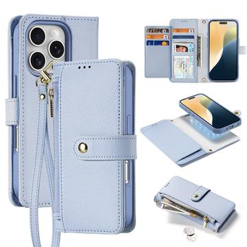 Custodia in pelle a portafoglio con copertura magnetica Dux Ducis Lawa per iPhone 16 Pro - Baby Blu