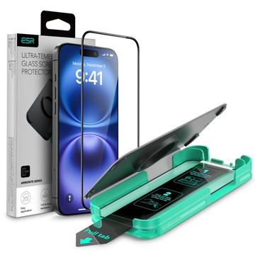 Proteggi schermo in vetro temperato per iPhone 16 Pro ESR Armorite - 9H, 0.3mm - 2 pz. - Bordo Nero