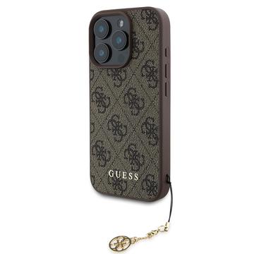 Custodia Ibrida Guess 4G Charms Collection per iPhone 16 Pro - Marrone