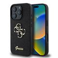 Custodia Guess Fixed Glitter 4G Metal Logo per iPhone 16 Pro - Nera