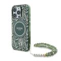 Custodia con cinturino perlato Electro iPhone 16 Pro Guess IML Flowers Allover - Compatibile con MagSafe