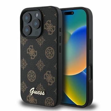 Custodia iPhone 16 Pro Guess Peony Script - Compatibile con MagSafe - Nera