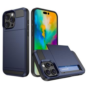 Custodia Ibrida con Portacarte Scorrevole per iPhone 16 Pro - Blu Scuro