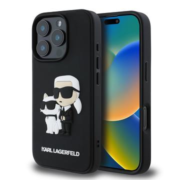 Custodia Karl Lagerfeld 3D Rubber Karl & Choupette NFT per iPhone 16 Pro - Nera