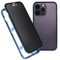 Custodia Magnetica con Vetro Temperato per iPhone 16 Pro - Privacy - Blu Scuro