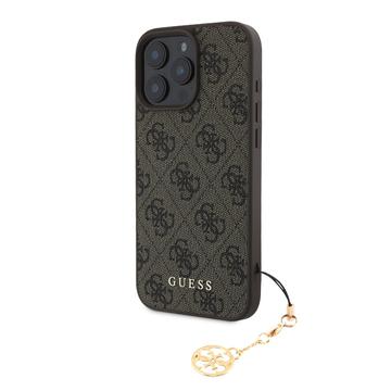 Custodia Ibrida Guess 4G Charms Collection per iPhone 16 Pro Max - Marrone